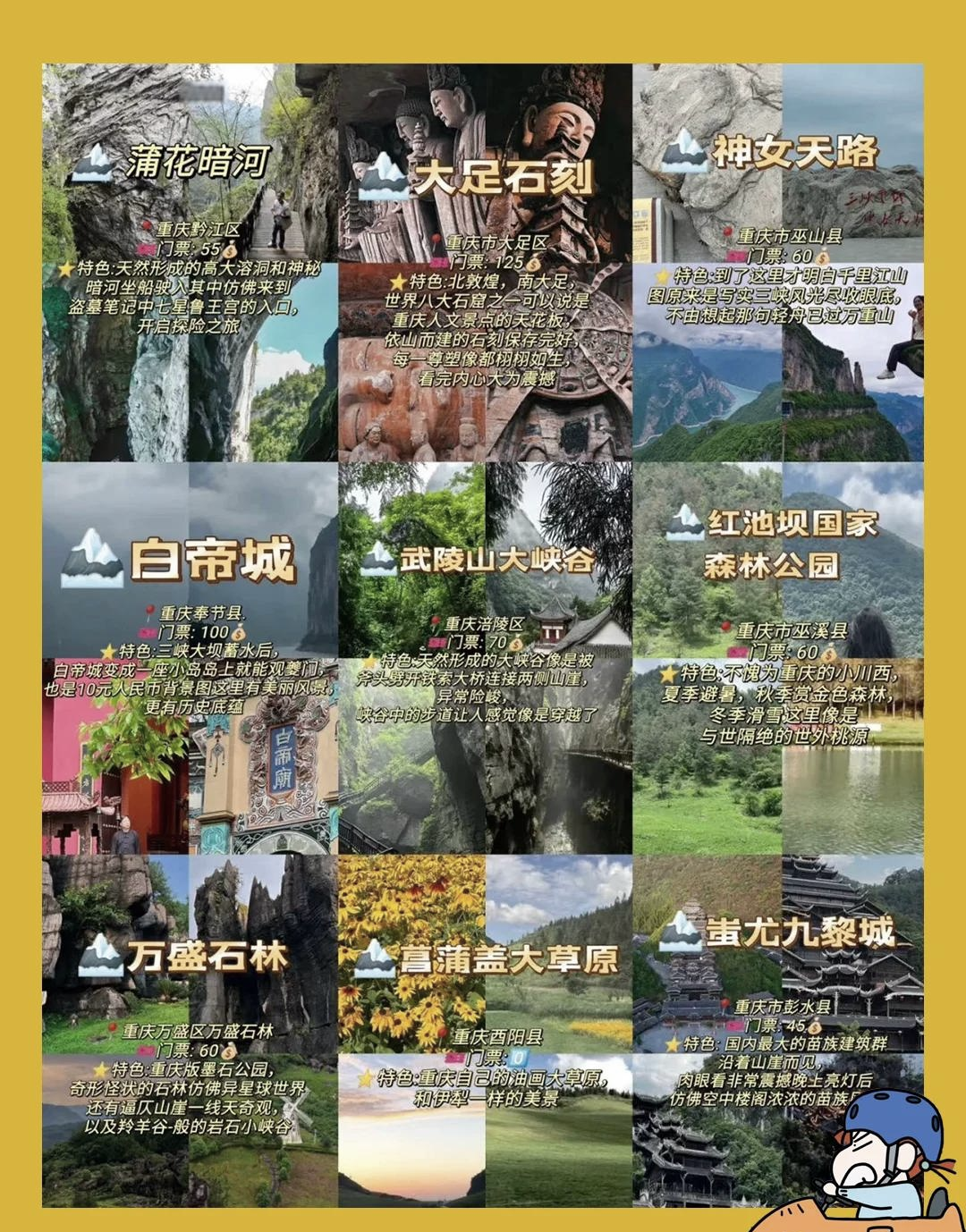 重庆周边旅游景点大全,重庆旅游必去十大古镇