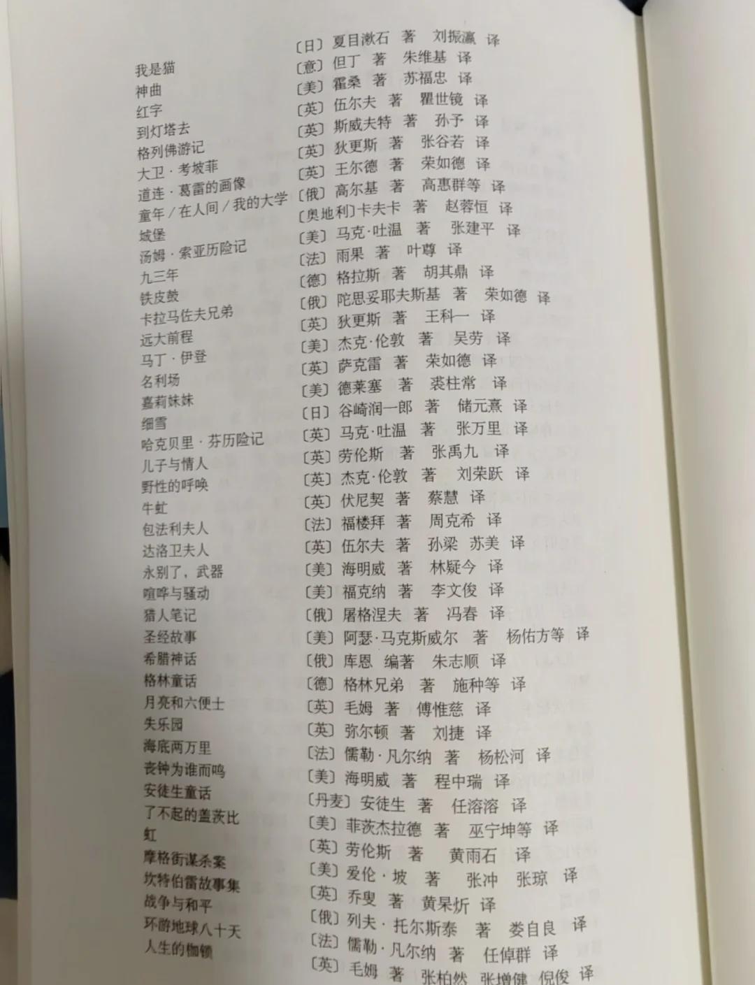 100部世界名著列表,世界100本名著