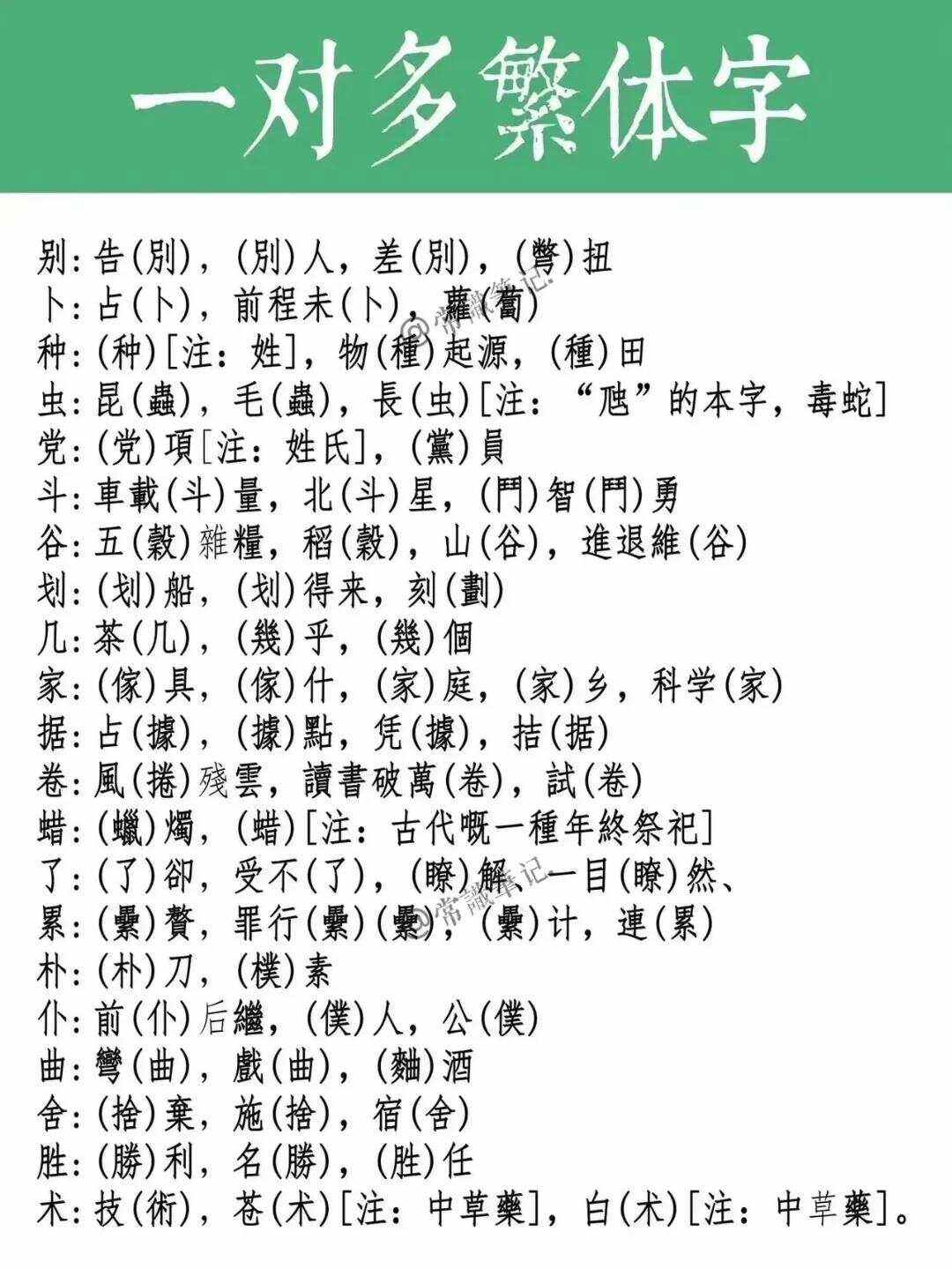 5000常用繁体字对照图,1000个最常用的汉字繁体