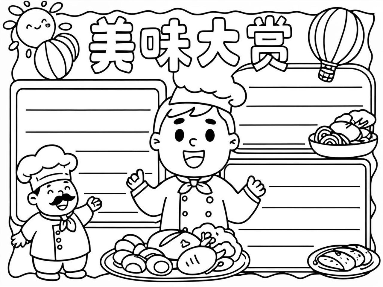 美食手抄报简单又漂亮,美食小报二年级简单