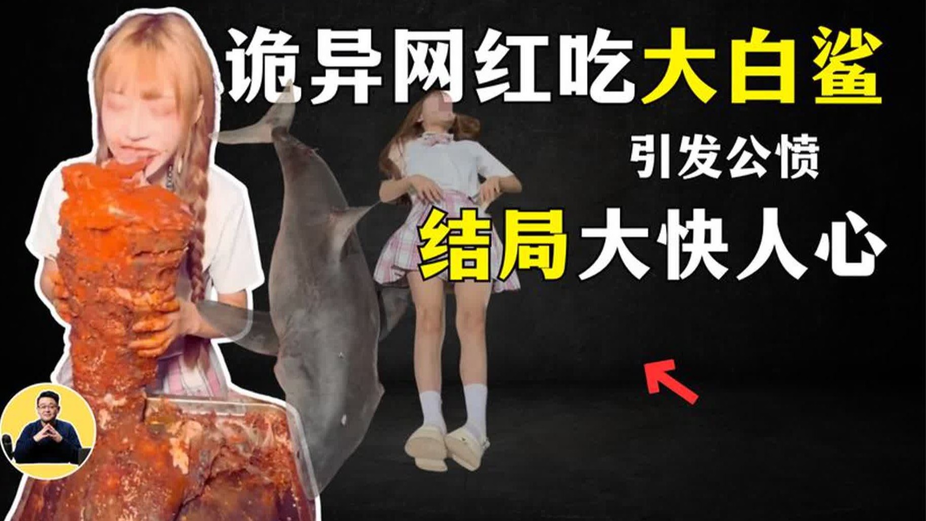 网红用濒危噬人鲨做美食?警方介入,噬人鲨会主动袭击人吗