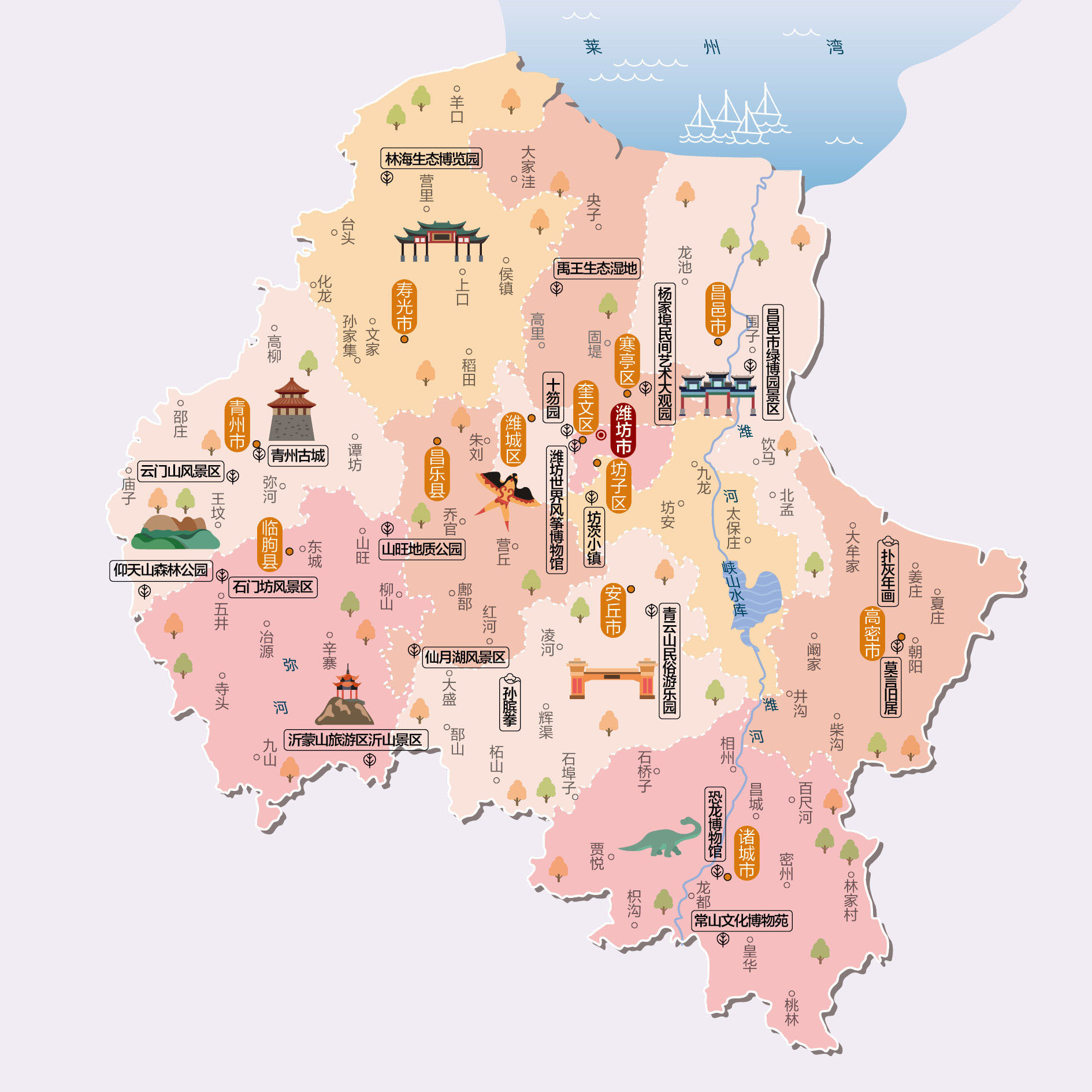 山东旅游景点地图全图,山东旅游必去十大景点山东地图
